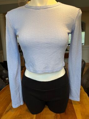 Zara Y2K Minimalist Lightweight Knit Sweater Blue Cropped Top (VGUC)